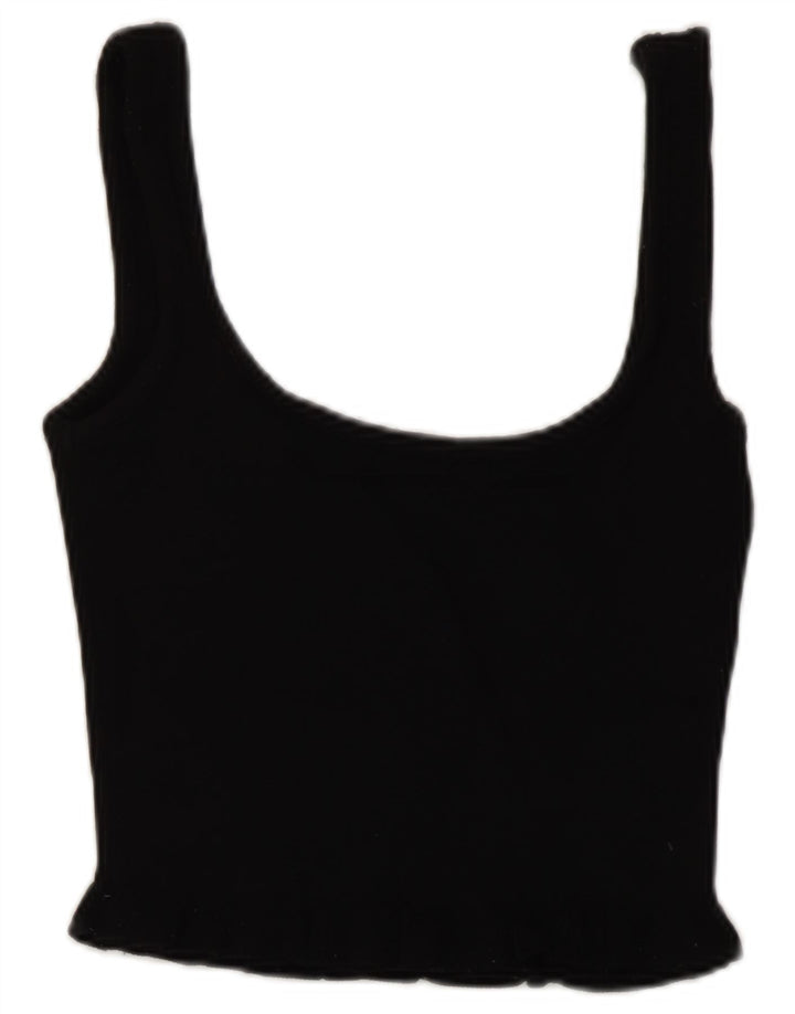 Zara Womens Crop Top UK 8 Small Black Viscose