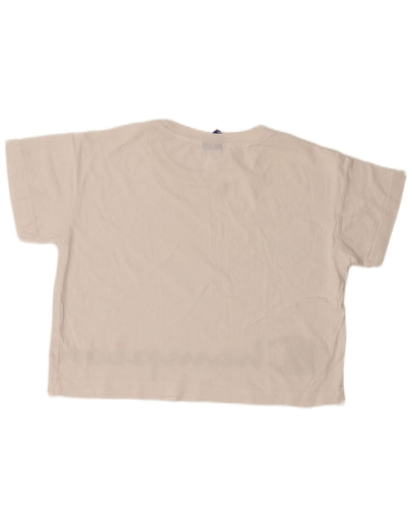 Champion Womens Crop Graphic T-Shirt Top UK 14 Medium White Cotton