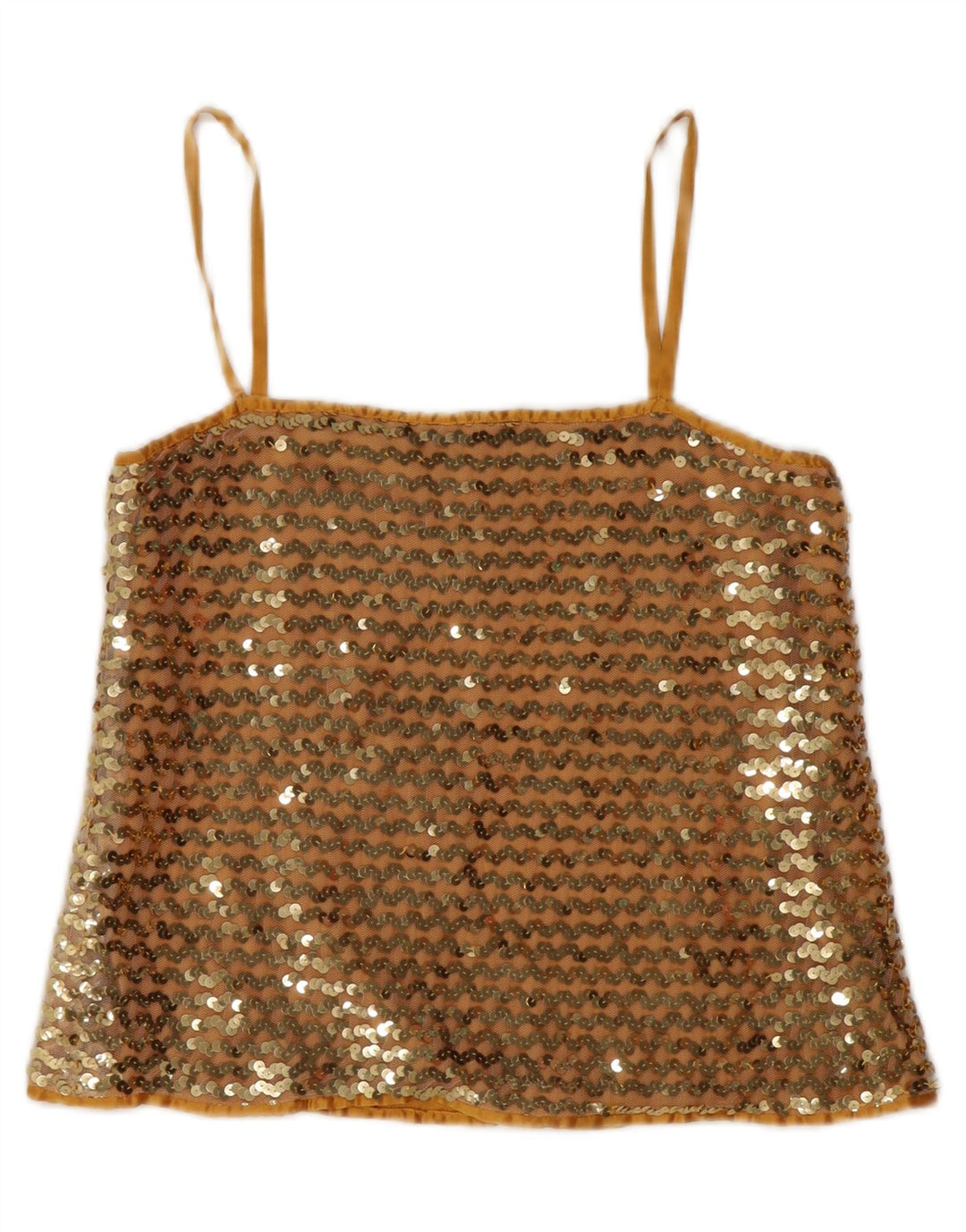 Vintage γυναικεία παγιέτα Crop Cami Top IT 42 Medium Gold