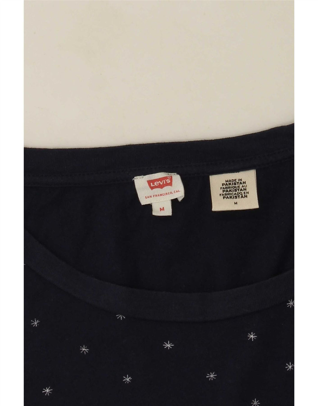 Γυναικείο T-Shirt Levi's Top UK 14 Medium Navy Blue Spotted