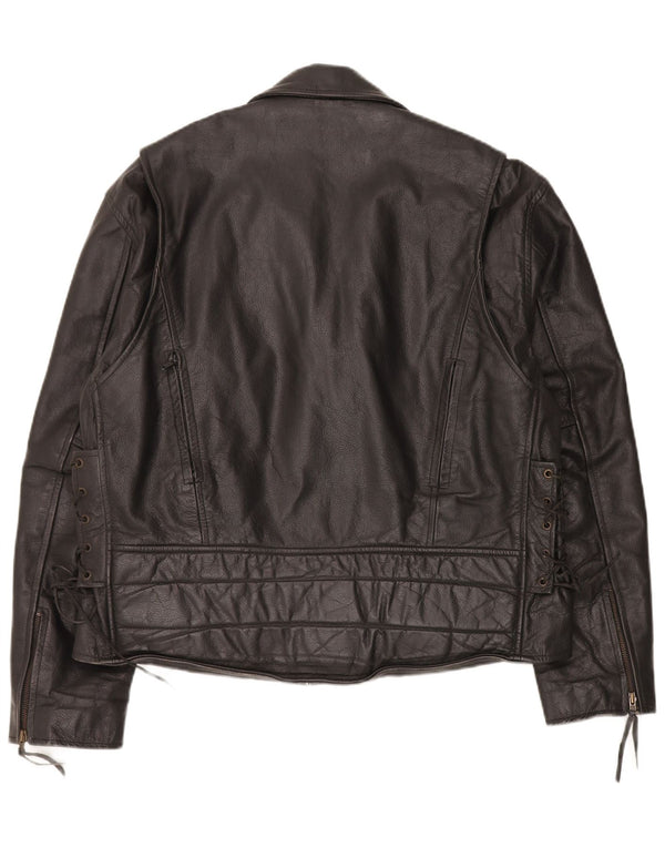 Vintage Ανδρικό Δερμάτινο Μπουφάν Biker UK 44 2XL Μαύρο