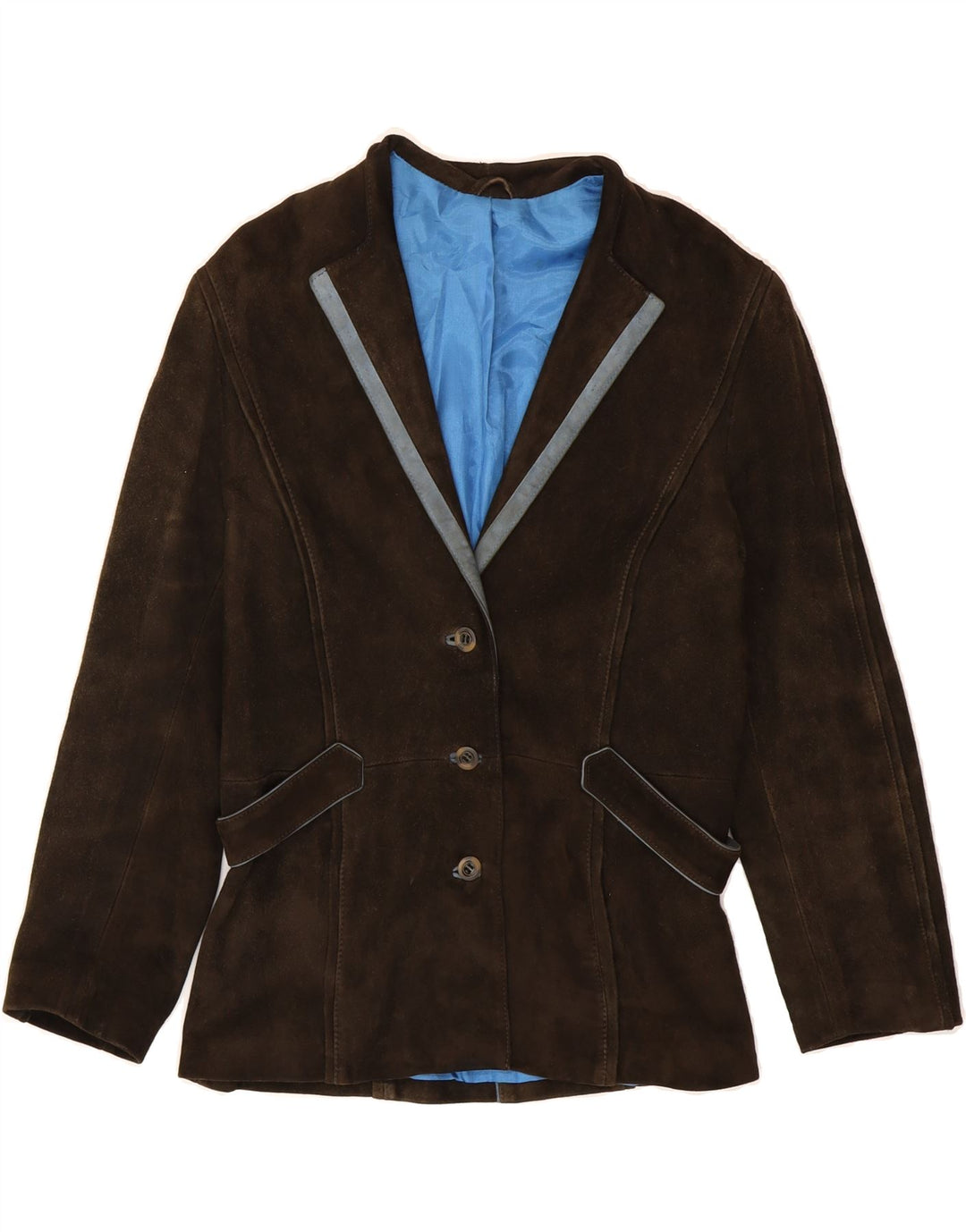 ECHTES LEDER Womens Suede 3 Button Blazer Jacket IT 36 XS Brown Leather Vintage Echtes Leder and Second-Hand Echtes Leder from Messina Hembry 