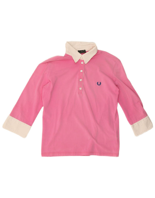 Fred Perry Girls 3/4 πουκάμισο πόλο 13-14 ετών XL Pink Colourblock