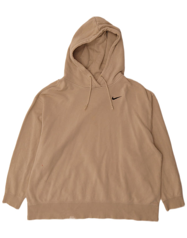 Nike Γυναικείο Hoodie Jumper UK 22 2XL Μπεζ βαμβακερό