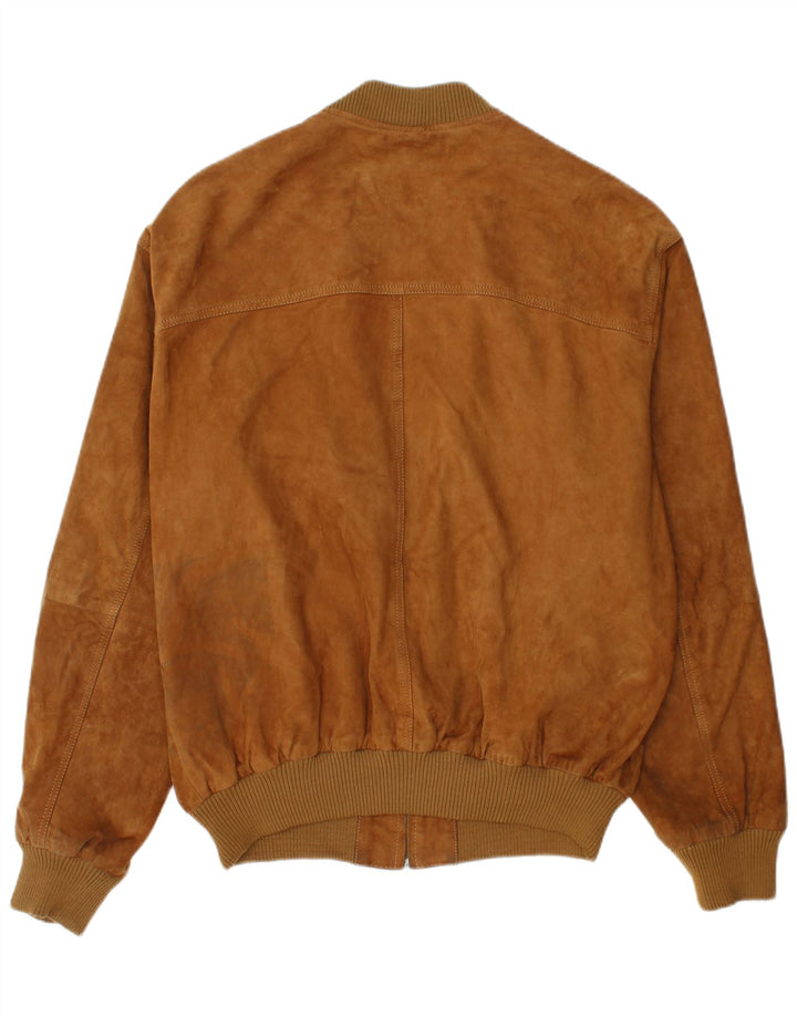 Vintage Ανδρικό Suede Bomber Jacket IT 54 2XL Καφέ Δερμάτινο