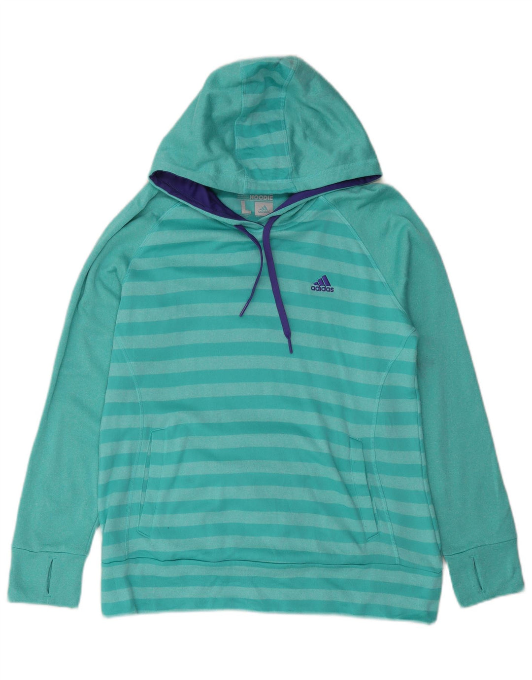 Adidas Ανδρικό Hoodie Jumper Μεγάλο Τυρκουάζ Ριγέ Πολυεστέρας