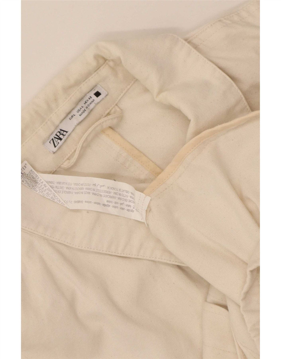 Zara Mens Utility Jacket UK 40 Large Beige Cotton