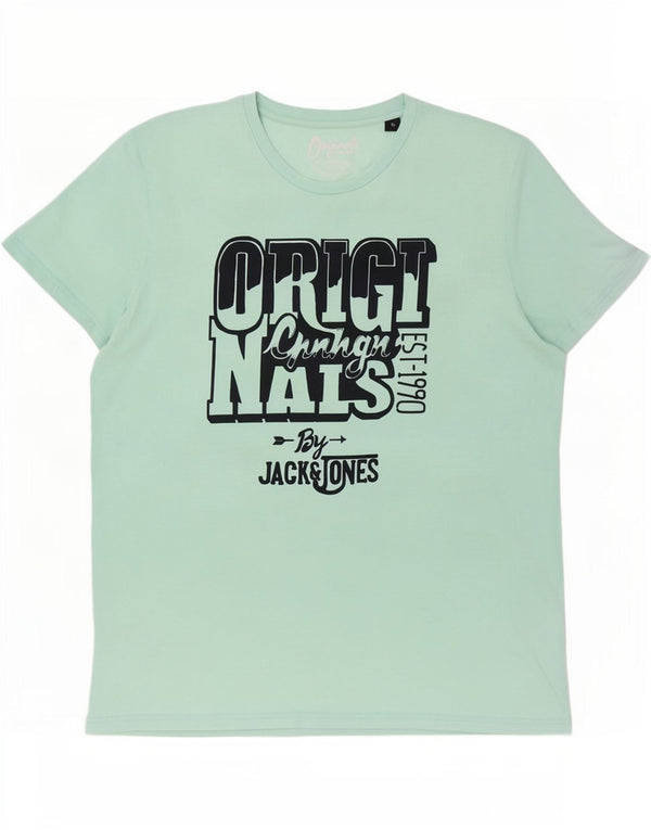 Ανδρικό γραφικό μπλουζάκι Jack & Jones Top 2XL Τυρκουάζ βαμβακερό