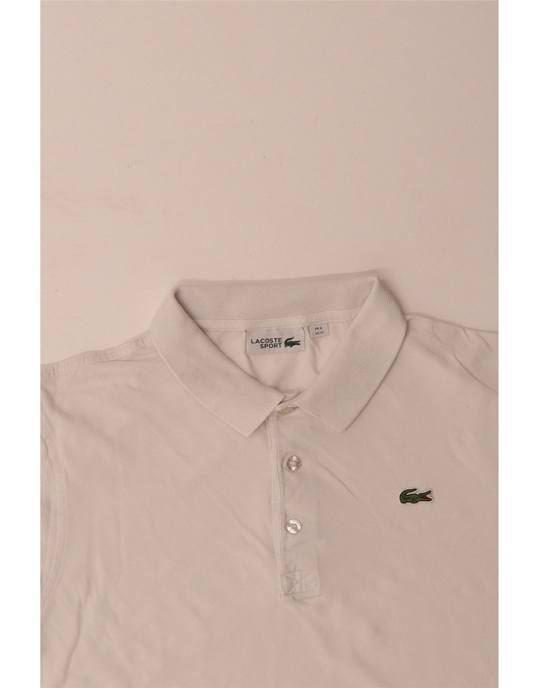 LACOSTE Mens Polo Shirt Size 6 XL White Cotton