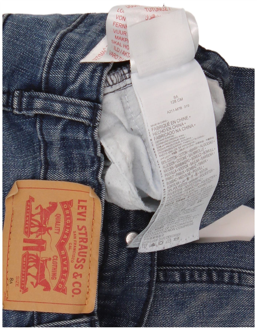 LEVI'S Girls 510 Skinny Jeans 7-8 ετών W25 L22 Μπλε βαμβακερό