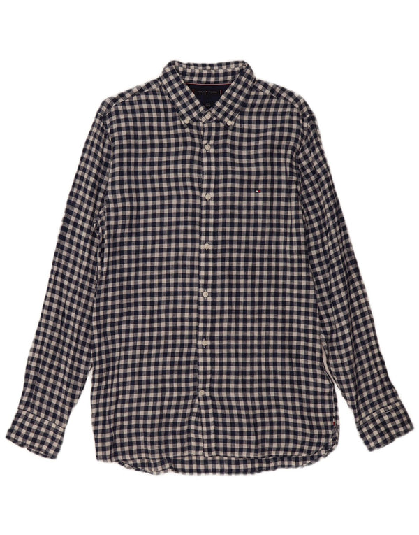 Ανδρικό πουκάμισο Tommy Hilfiger Slim Fit Large Navy Blue Gingham Lenn