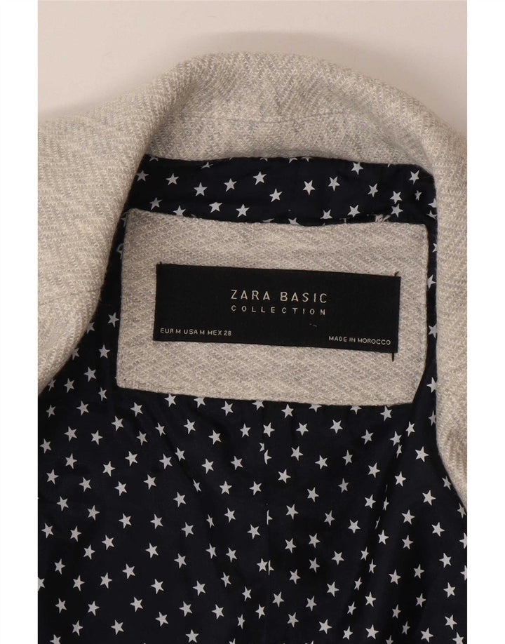 Zara Γυναικείο σακάκι 1 κουμπιού blazer UK 12 μεσαίο γκρι ψαροκόκκαλο