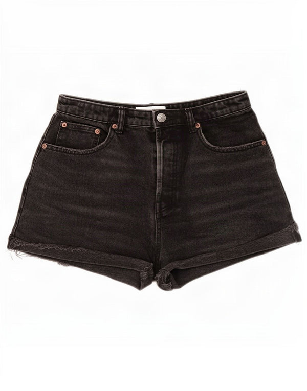 Zara Γυναικείο ψηλόμεσο τζιν σορτς EU 38 Small W28 μαύρο βαμβακερό