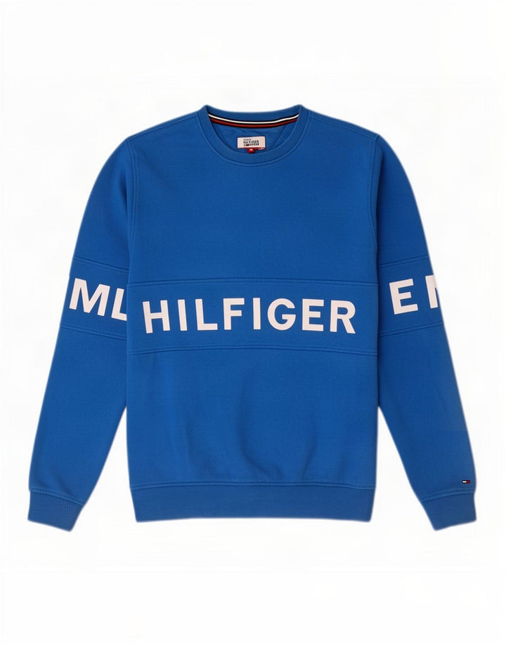Γραφικό ανδρικό φούτερ Tommy Hilfiger Jumper Μεσαίο μπλε βαμβακερό
