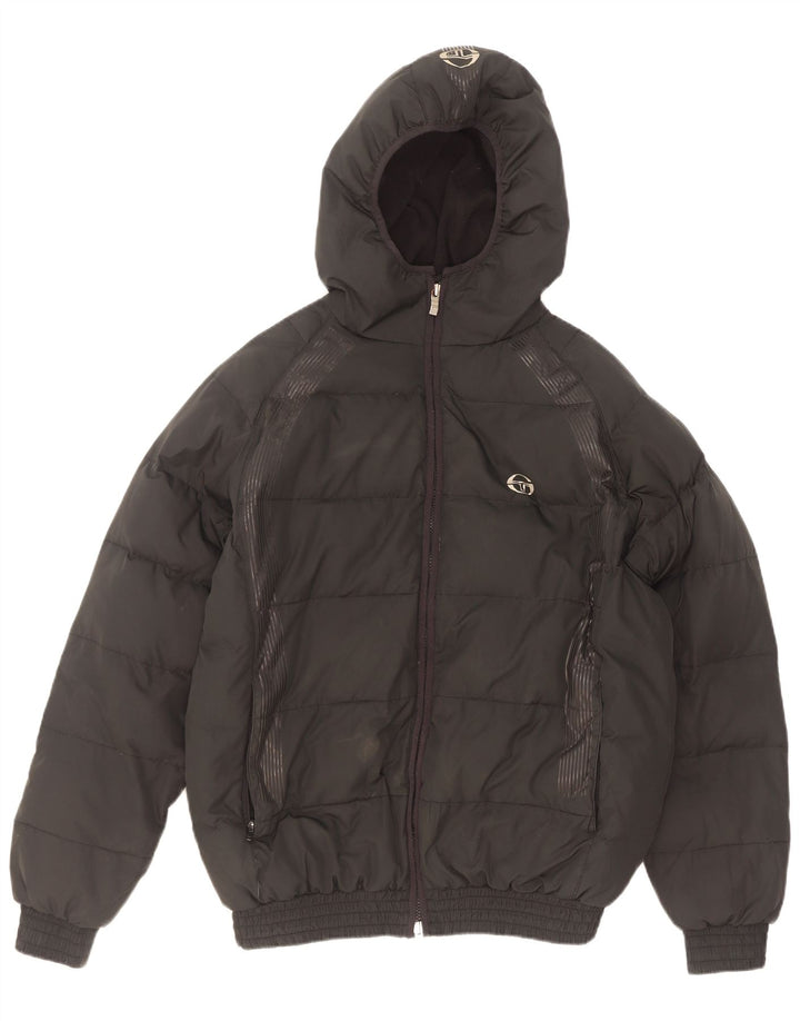 Sergio Tacchini Ανδρικό γραφικό μπουφάν με επένδυση UK 38 μεσαίο μαύρο πολυεστέρα
