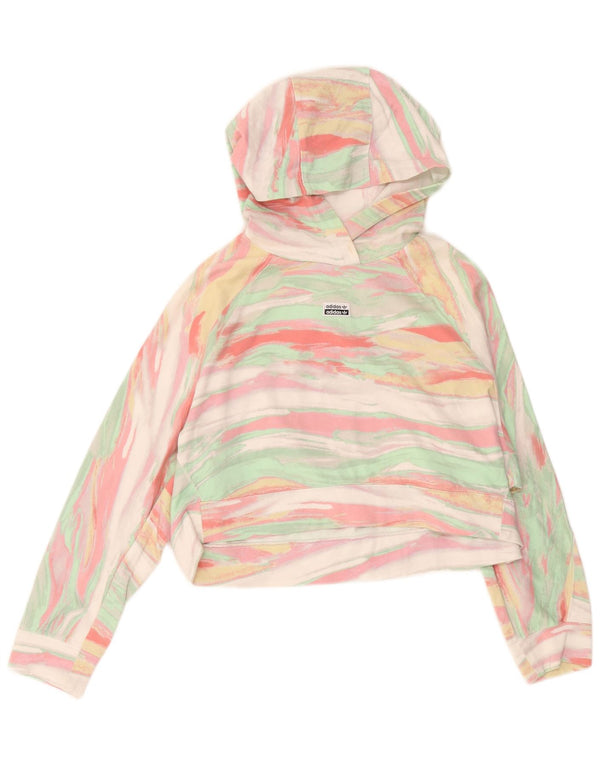 Adidas Γυναικεία Crop Oversized Hoodie Jumper UK 6 XS Πολύχρωμα ριγέ