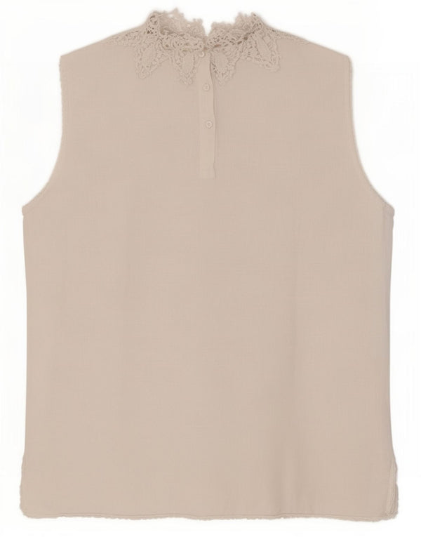 Zara Γυναικεία Αμάνικη Μπλούζα Τοπ UK 10 Small White Floral Λευκά