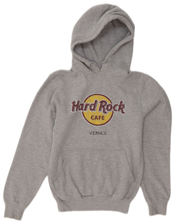 Hard Rock Cafe Mens Venice Distressed Logo Hoodie Jumper Small Grey Flecked