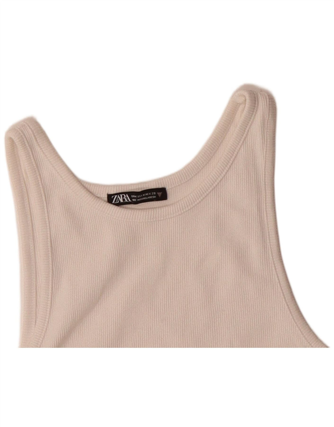 ZARA Womens Crop Vest Top UK 12 Medium White Cotton