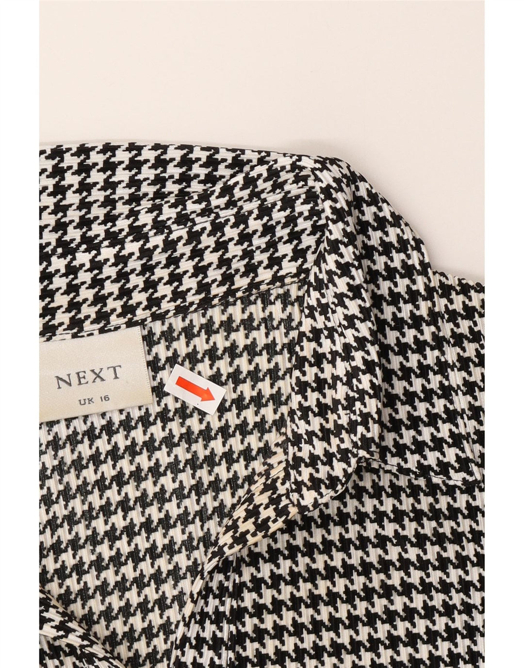 NEXT Womens 3/4 Sleeve Shirt Blouse UK 16 Large Black Houndstooth