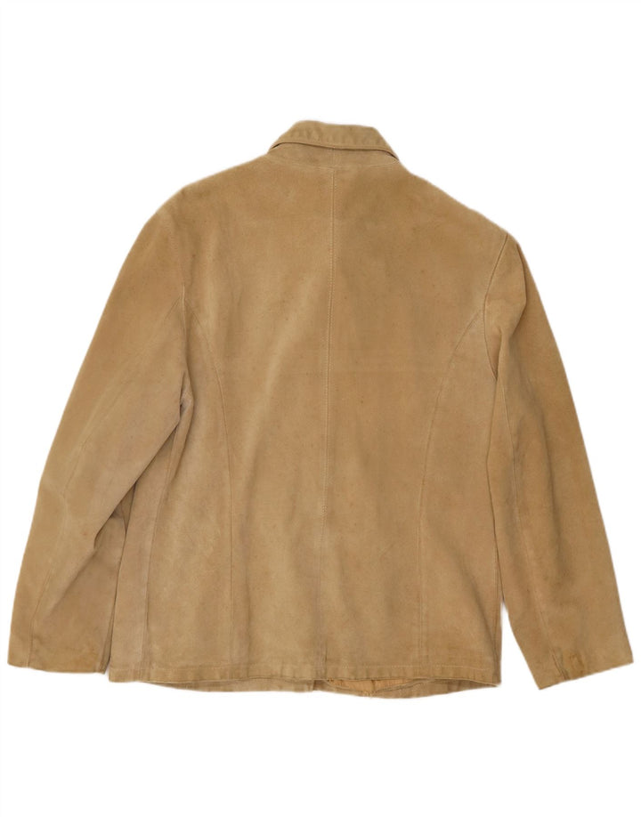 Vintage Γυναικείο Suede Jacket IT 46 Large Beige Leather