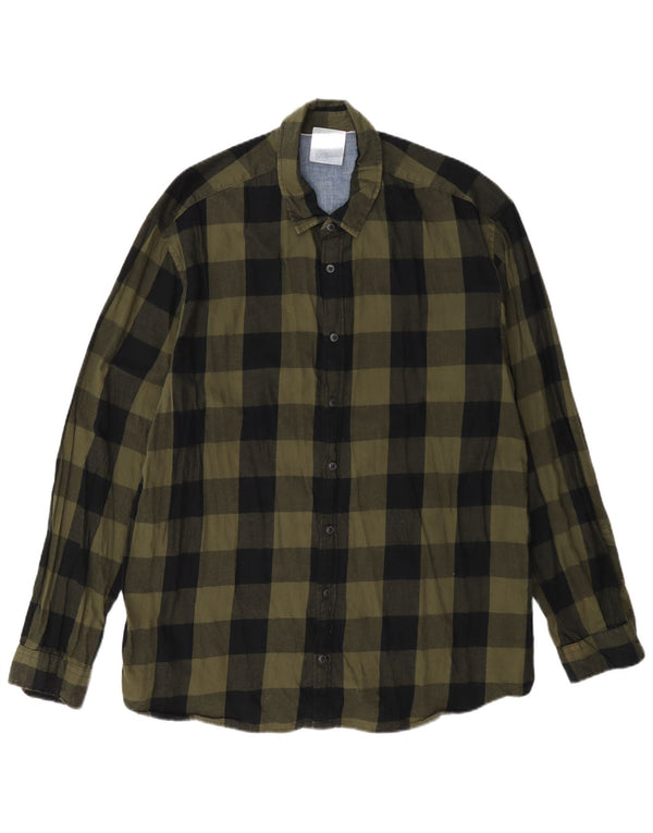 Ανδρικό φανελένιο πουκάμισο Jack & Jones XL Πράσινο βαμβακερό Gingham
