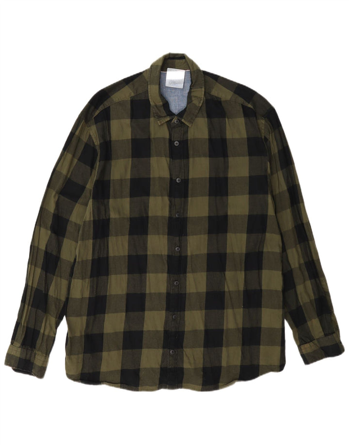 Ανδρικό φανελένιο πουκάμισο Jack & Jones XL Πράσινο βαμβακερό Gingham