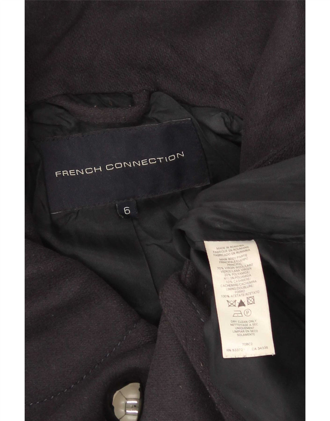 French Connection Γυναικείο Παλτό με διπλό στήθος UK 6 XS Navy Blue