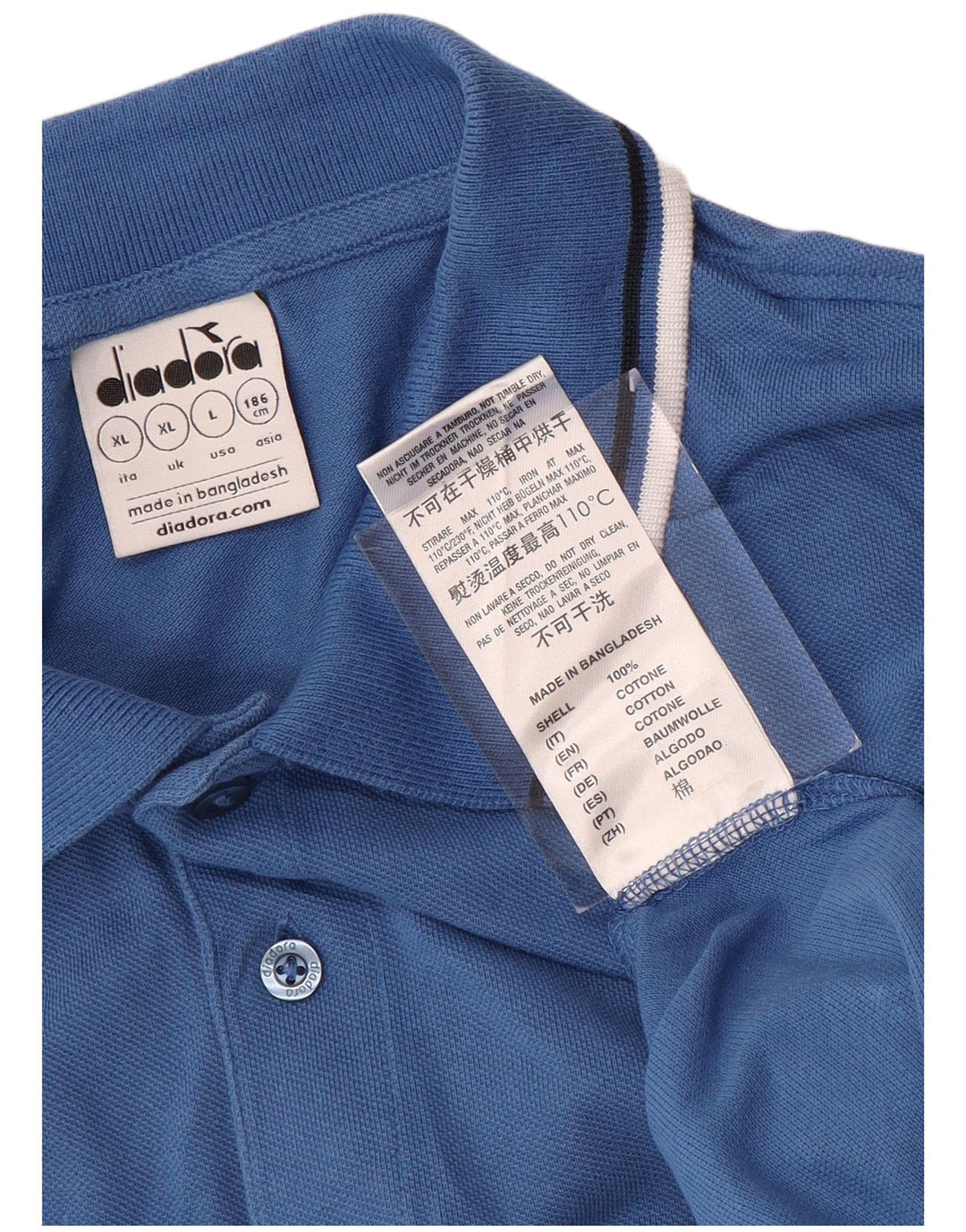 DIADORA Ανδρικό πουκάμισο πόλο XL Μπλε βαμβακερό