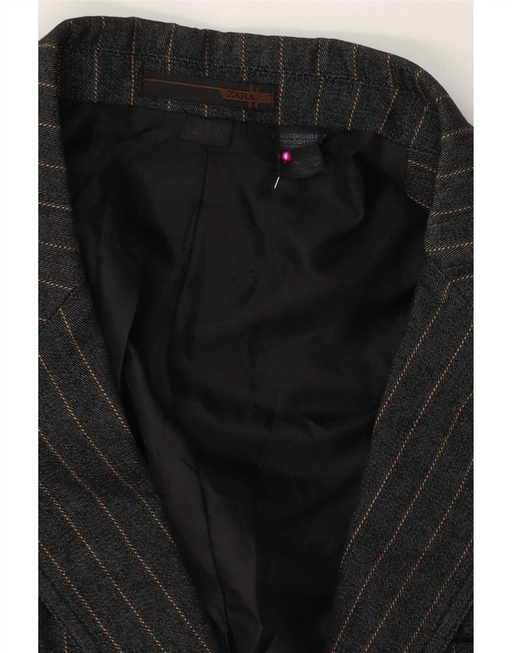 Zara Ανδρικό Σακάκι Μπλέιζερ UK 38 Βαμβακερό μεσαίο γκρι ριγέ