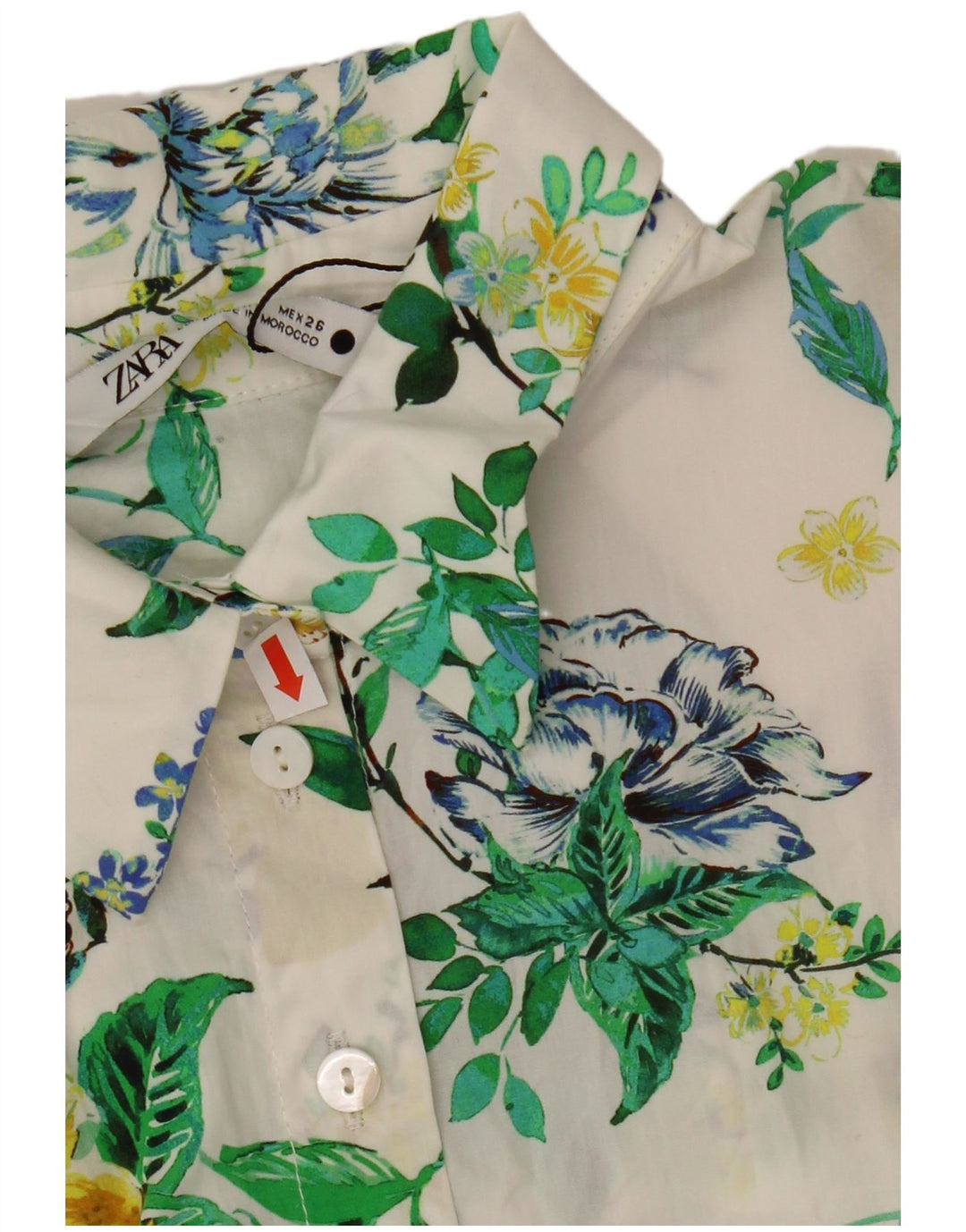 ZARA Γυναικείο πουλόβερ πουκάμισο 3/4 μανίκι UK 10 Small White Floral
