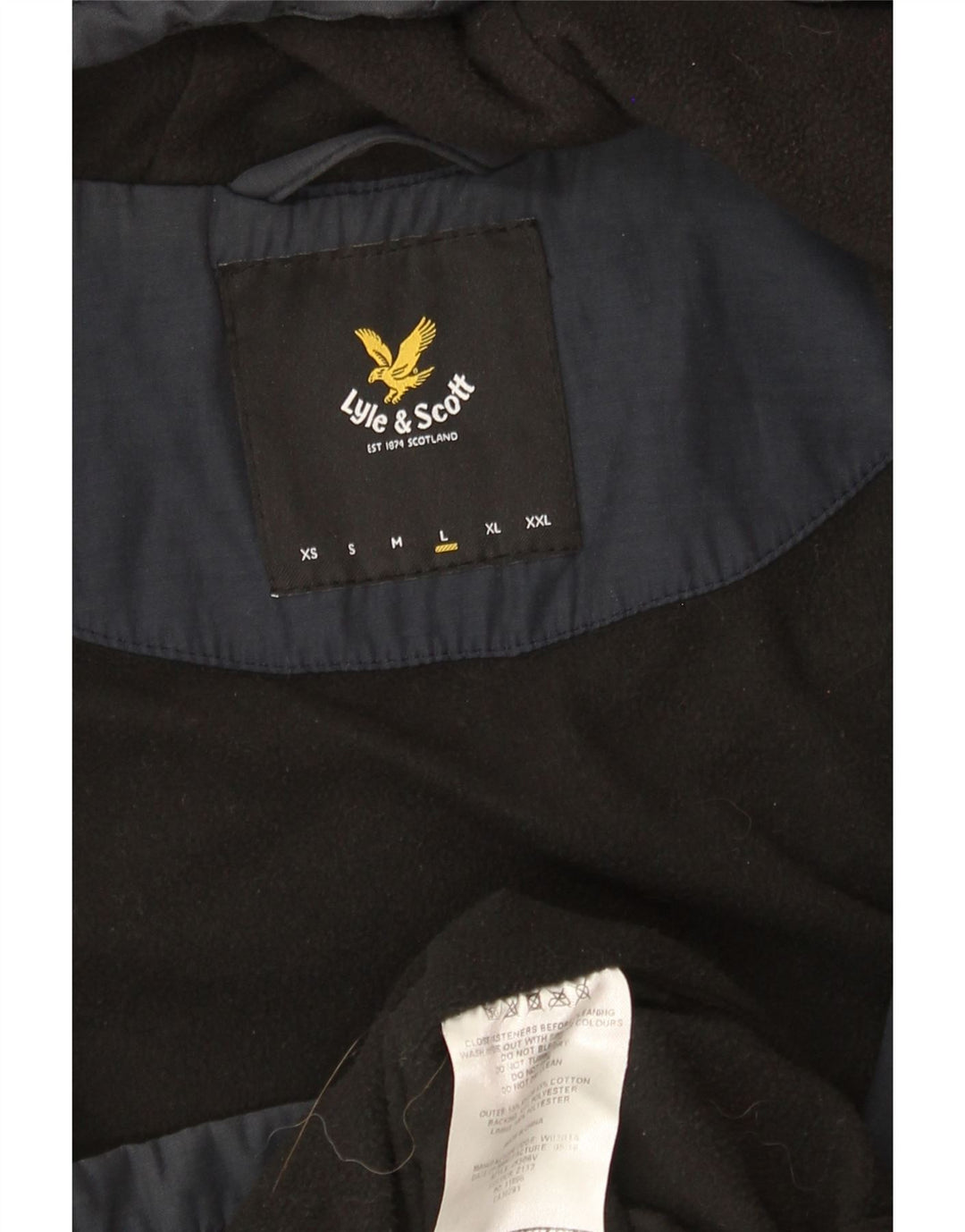 LYLE & SCOTT Ανδρικό μπουφάν με κουκούλα αντιανεμικό UK 40 Large Navy Blue Nylon