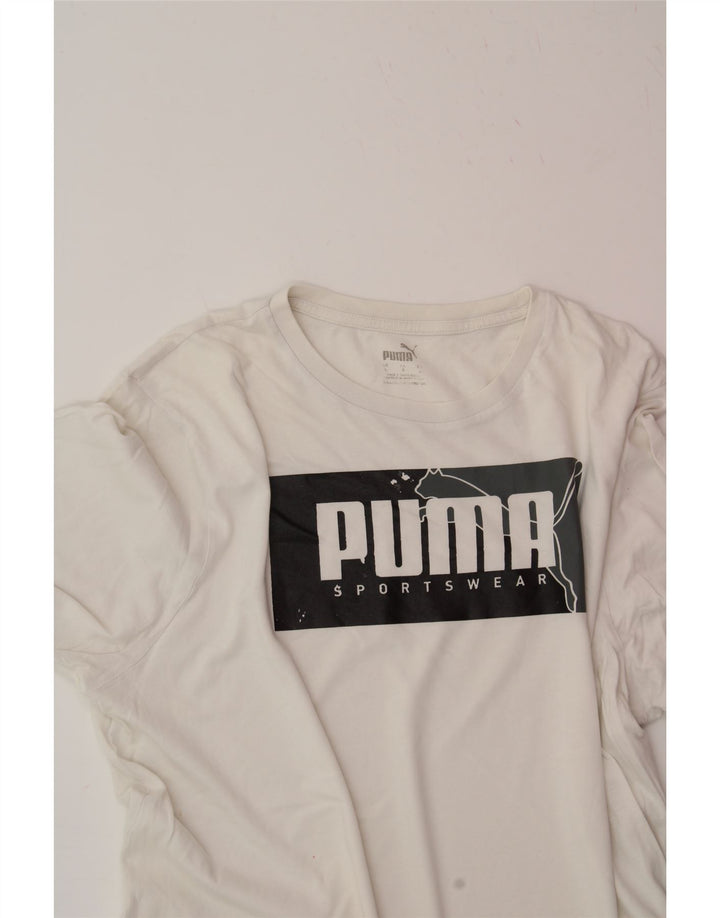 PUMA Mens Graphic T-Shirt Top Large White Vintage Puma and Second-Hand Puma from Messina Hembry 
