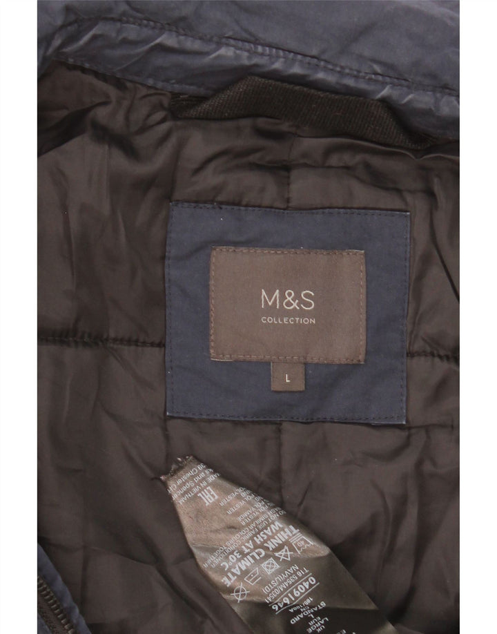 Marks & Spencer Ανδρικό τζάκετ με αντιανεμικό UK 40 Large Navy Blue Polyester