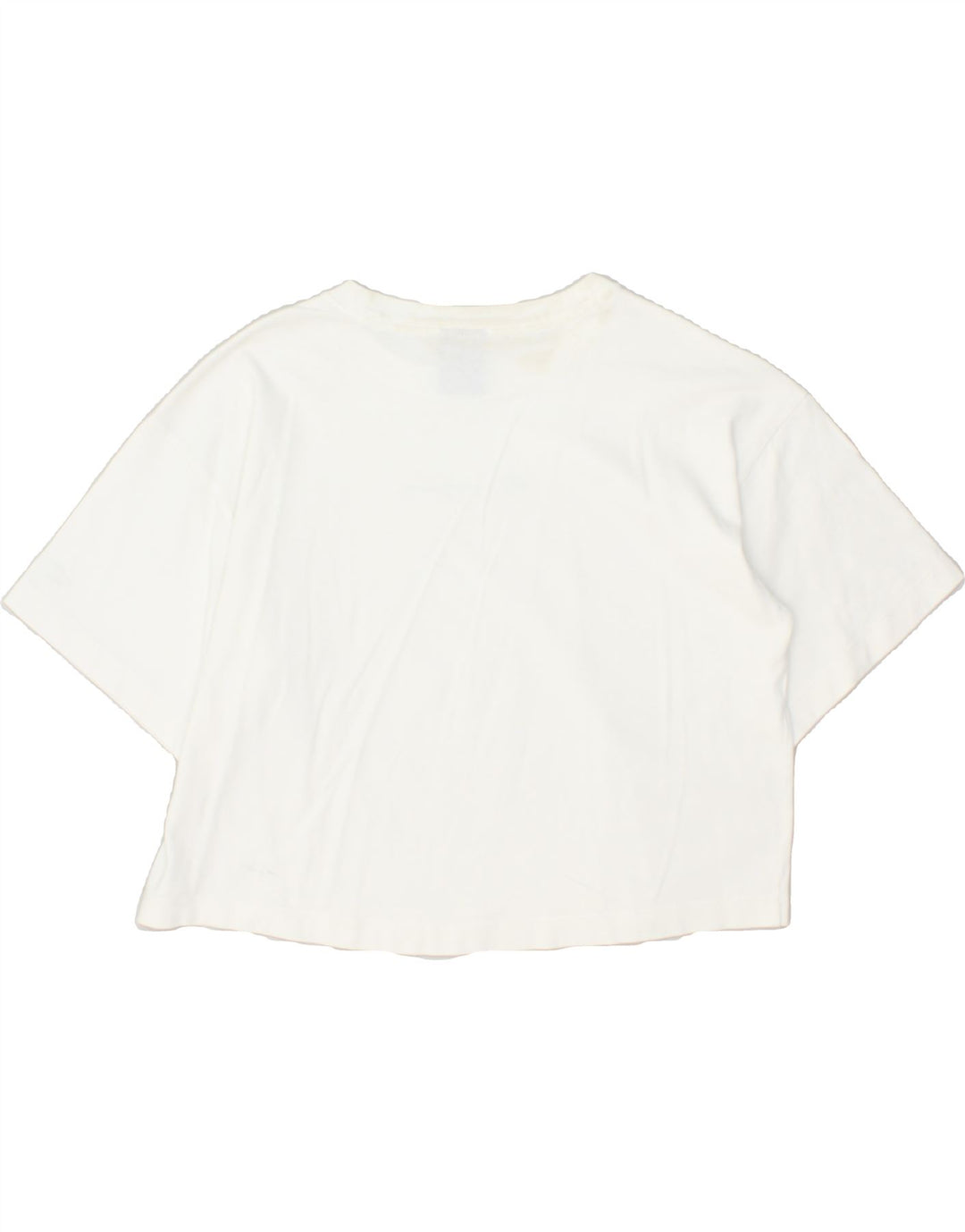 CHAMPION Womens Crop Graphic T-Shirt Top UK 14 Medium White Cotton | Vintage Champion | Thrift | Second-Hand Champion | Used Clothing | Messina Hembry 