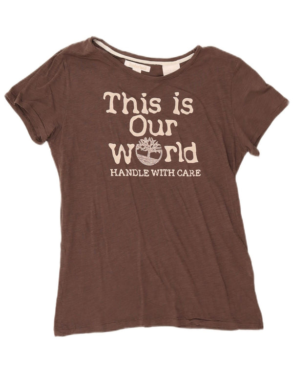 Γυναικείο γραφικό μπλουζάκι Timberland Top UK 14 Μεσαίο καφέ