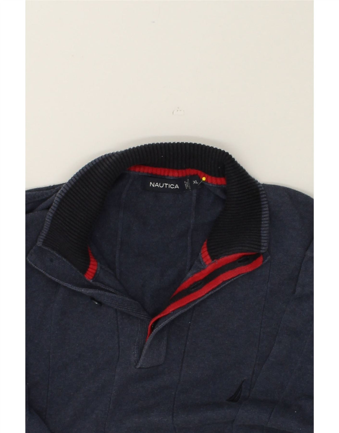 NAUTICA Mens Button Neck Jumper Sweater XL Navy Blue Cotton | Vintage Nautica | Thrift | Second-Hand Nautica | Used Clothing | Messina Hembry 