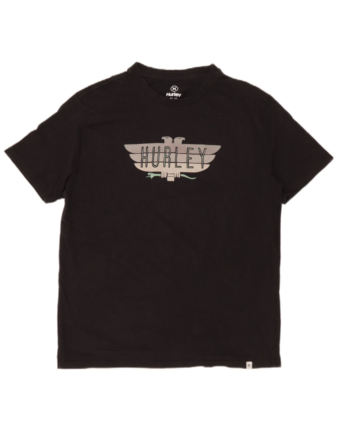 Ανδρικό γραφικό T-Shirt Hurley Top Μεσαίο μαύρο βαμβακερό