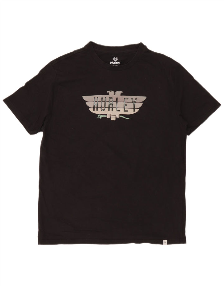 Ανδρικό γραφικό T-Shirt Hurley Top Μεσαίο μαύρο βαμβακερό