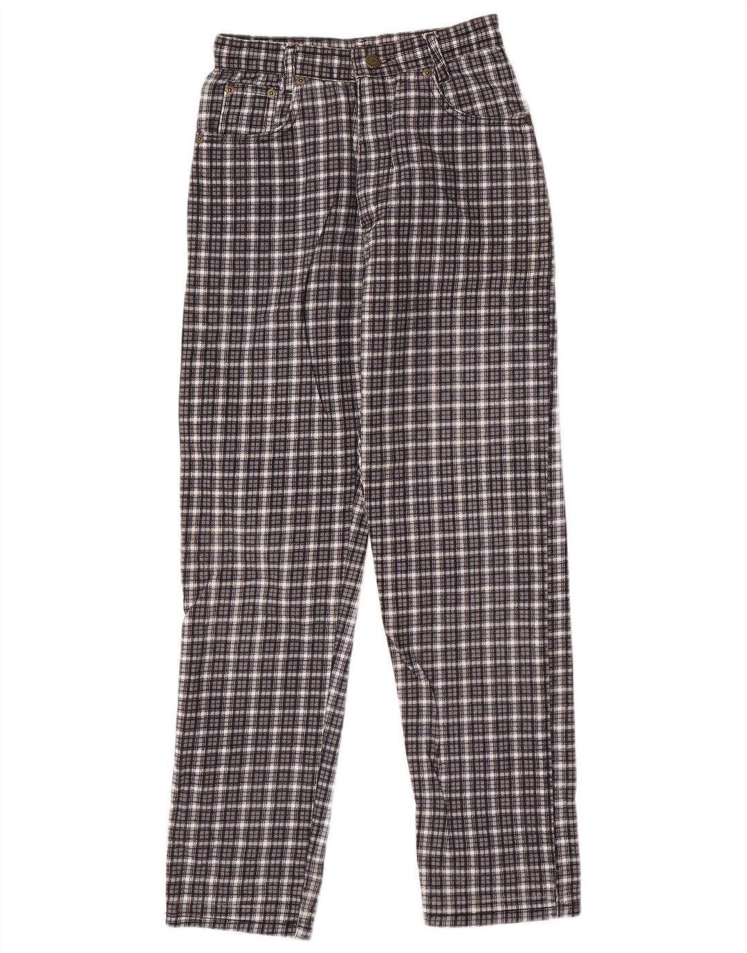VINTAGE Boys Straight Casual Παντελόνι 12-13 ετών W24 L28 Grey Check