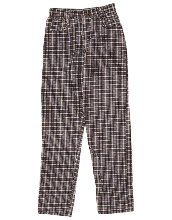 VINTAGE Boys Straight Casual Παντελόνι 12-13 ετών W24 L28 Grey Check