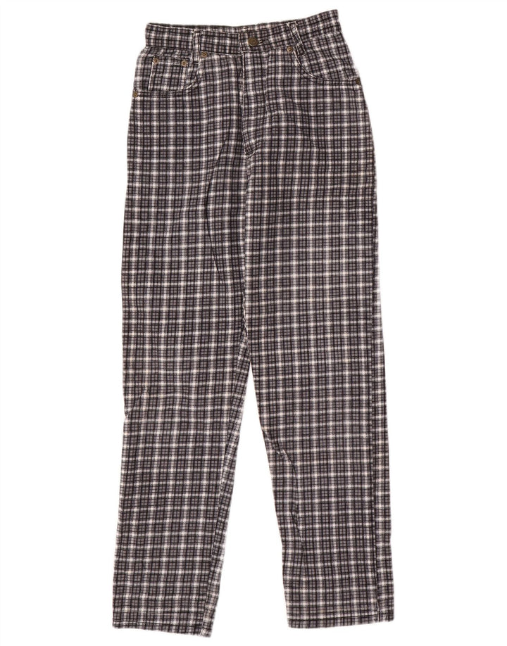 VINTAGE Boys Straight Casual Παντελόνι 12-13 ετών W24 L28 Grey Check