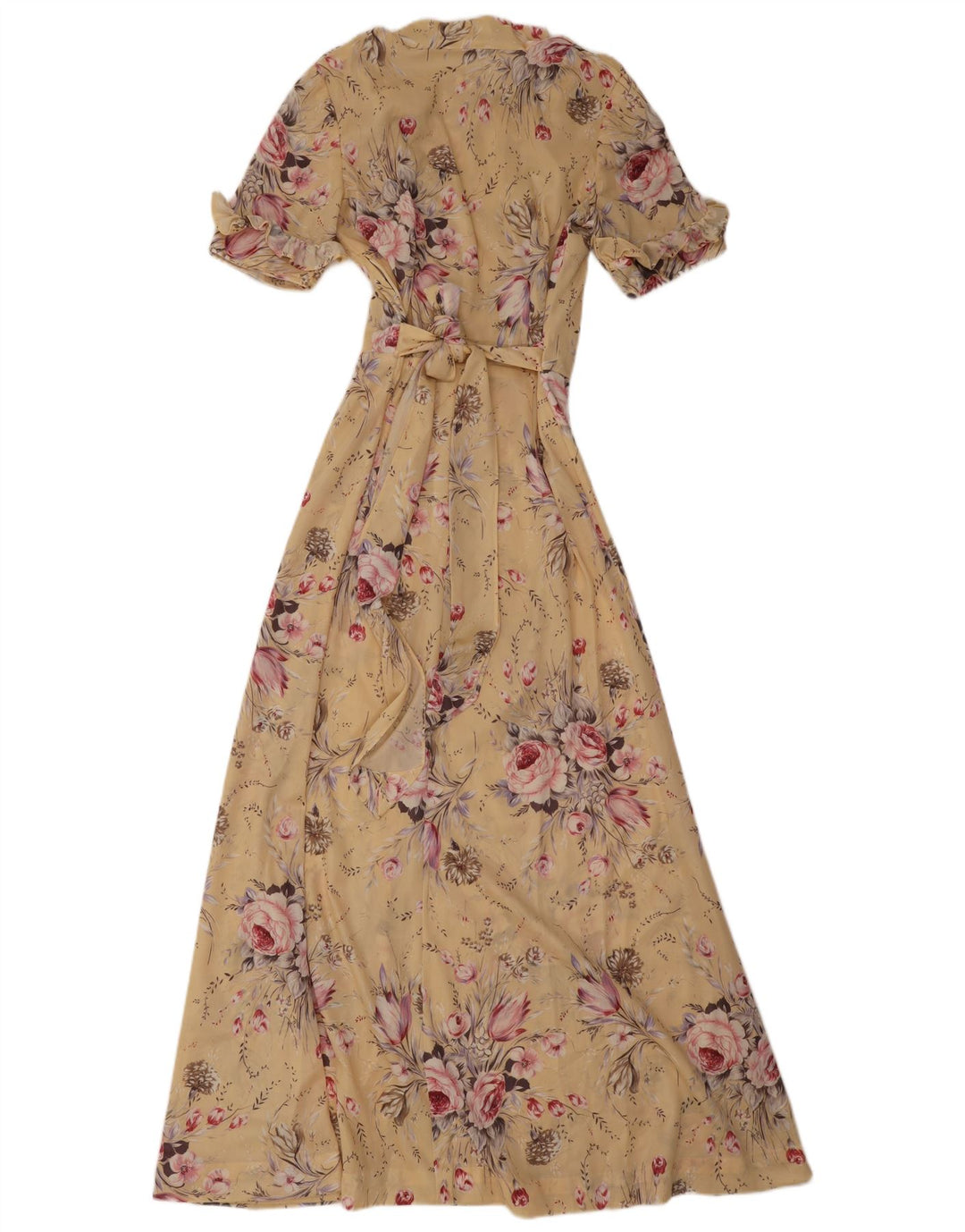 Vintage γυναικείο μάξι φόρεμα UK 12 Medium Beige Floral