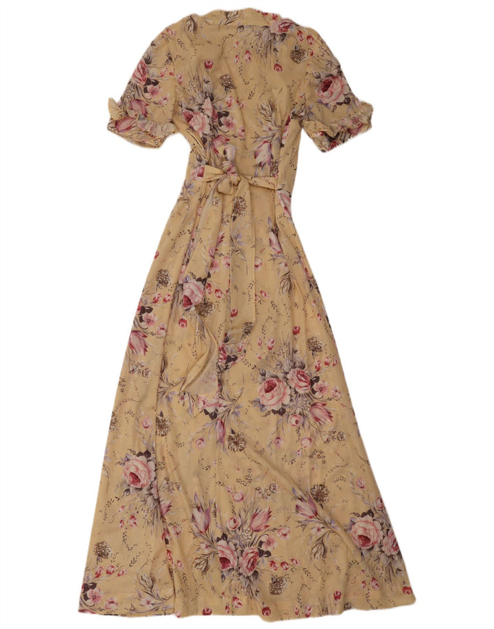 Vintage γυναικείο μάξι φόρεμα UK 12 Medium Beige Floral