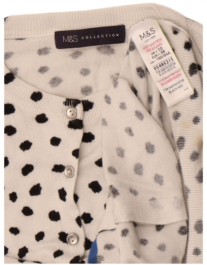 Marks & Spencer Γυναικεία ζακέτα πουλόβερ UK 10 Small White Spotted Viscose