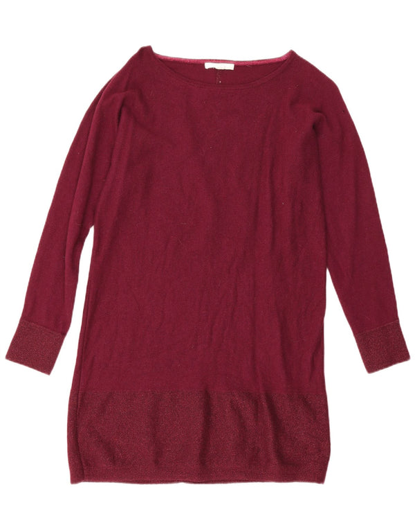 White Stuff Γυναικείο πουλόβερ Longline Boat Neck Jumper UK 12 Medium Burgundy