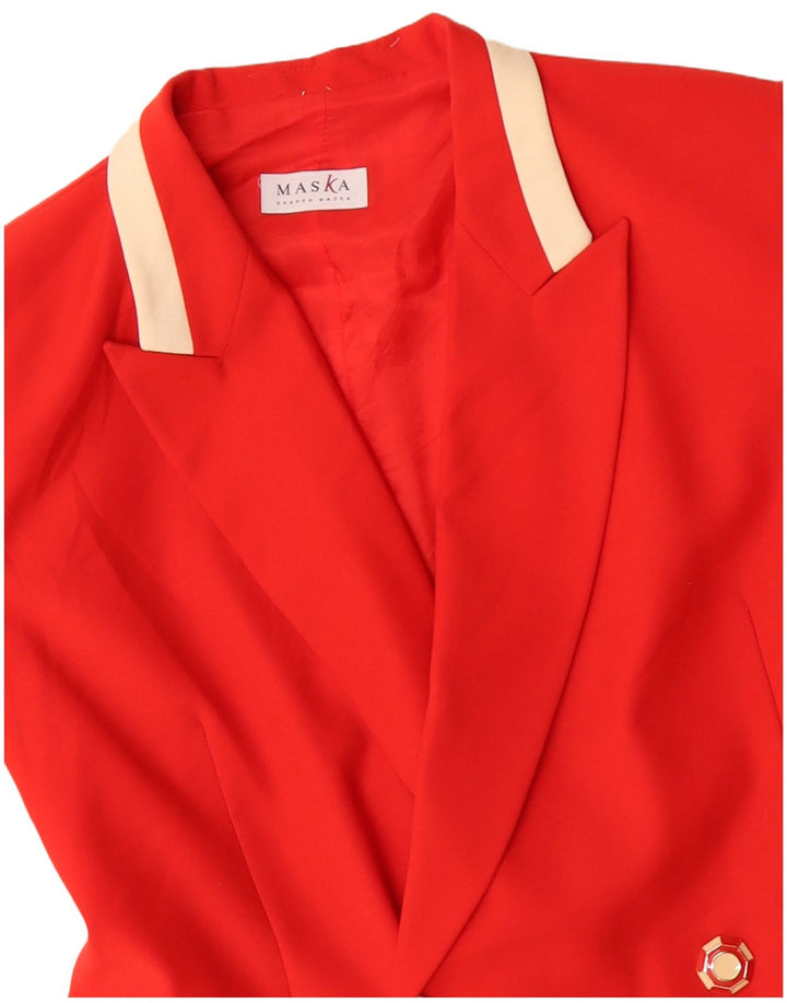 Maska Γυναικείο παλτό με διπλό στήθος UK 14 μεσαίο κόκκινο χρώμα παρθένο μαλλί