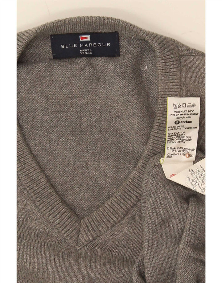 Ανδρικό πουλόβερ Marks & Spencer Blue Harbor με λαιμόκοψη με λαιμόκοψη, μεσαίο βαμβακερό