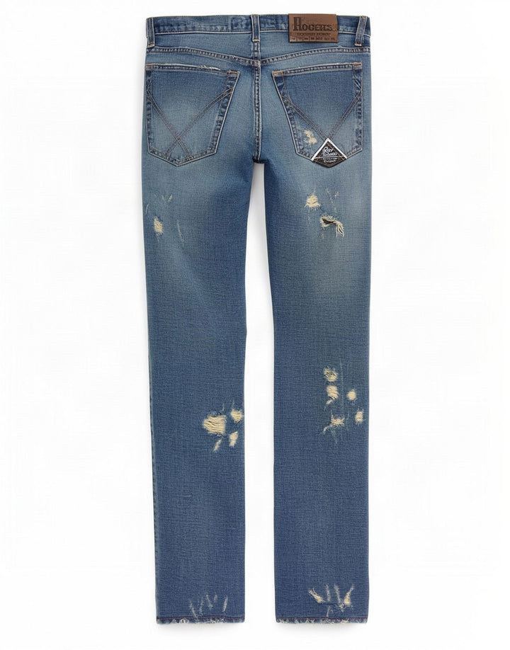 Roy Rogers Womens Distressed Bootcut Jeans W34 L32 Blue Cotton