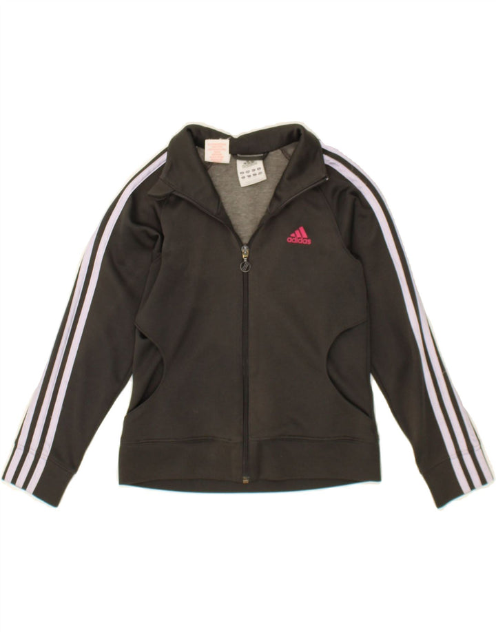 ADIDAS Girls Tracksuit Top Jacket 9-10 Years Grey Polyester Vintage Adidas and Second-Hand Adidas from Messina Hembry 